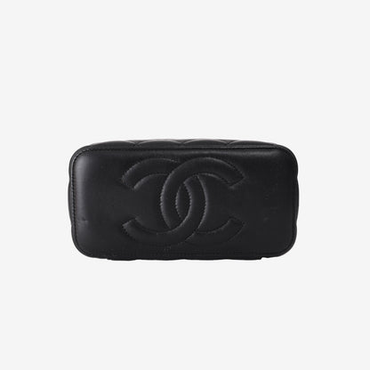 Chanel Vanity Case in Black Lambskin Leather with Gold Hardware