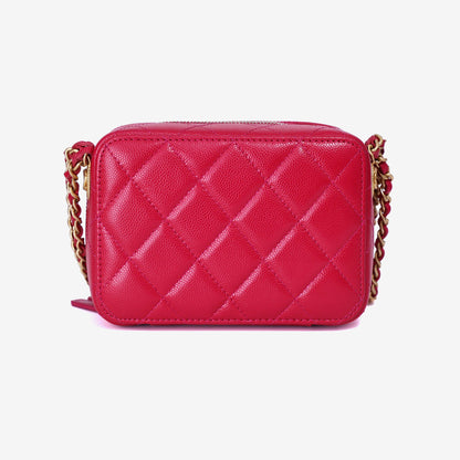 Chanel Twist Your Buttons Square Vanity On Chain in Pink Caviar Leather with Gold Hardware
