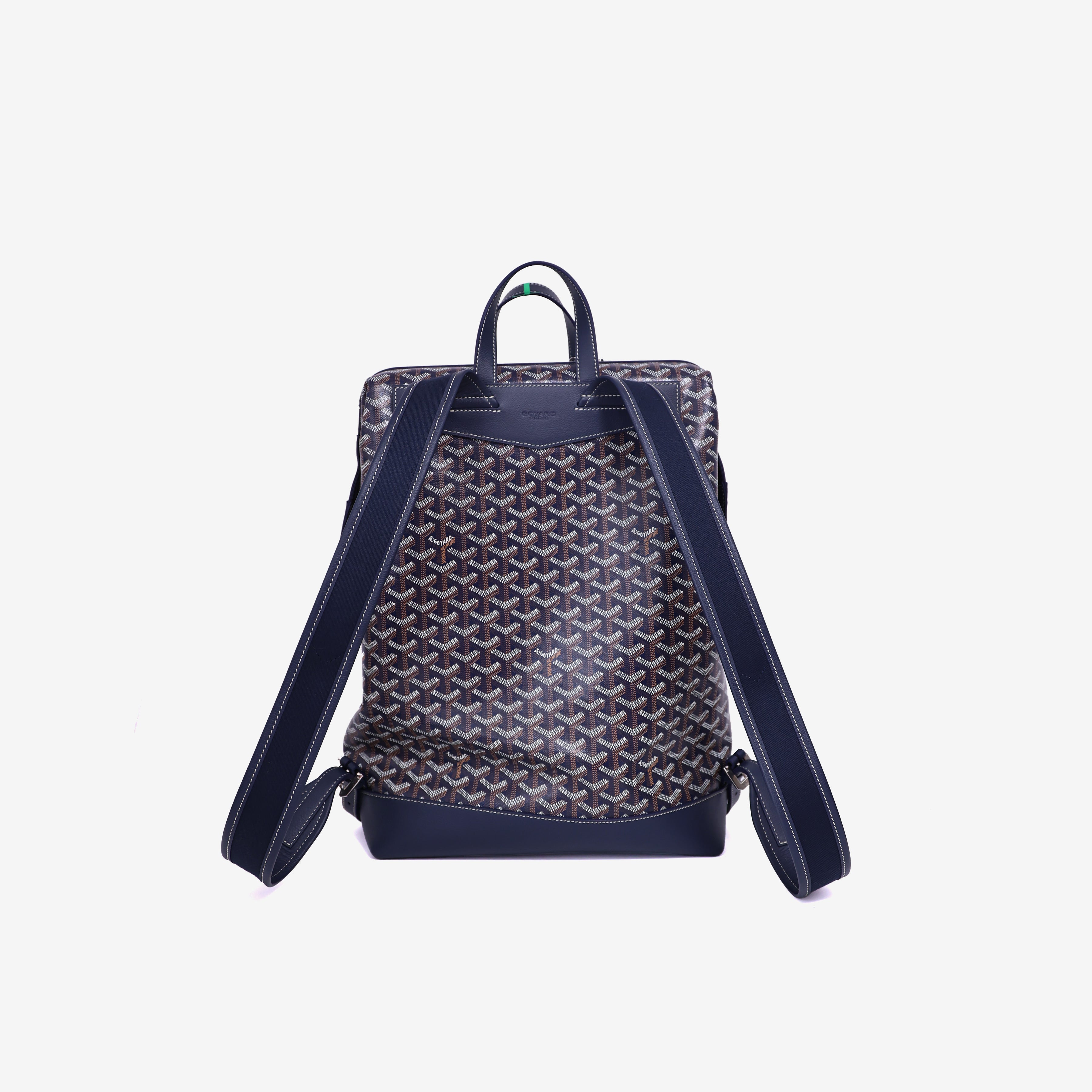 Goyard Cisalpin Backpack in Navy Goyardine Canvas with Palladium Hardware back view