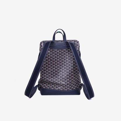 Goyard Cisalpin Backpack in Navy Goyardine Canvas with Palladium Hardware back view