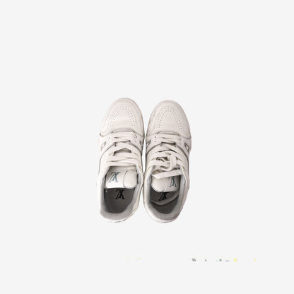 Louis Vuitton LV Trainer Sneaker in White Smooth/Grained Calfskin Leather (EU 38.5)