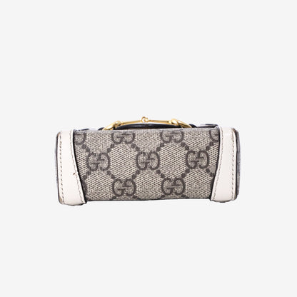Gucci Horsebit 1955 Mini Bag in Beige GG Supreme Canvas/White Azalea Calfskin Leather