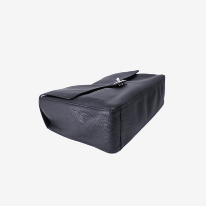 Chanel 26A Matthieu Blazy Maxi Oversized Flap Bag 38.5 (Airport Bag) in Black Grained Calfskin with Silver Hardware