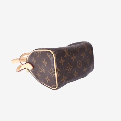 Louis Vuitton Nano Speedy in Brown Monogram Coated Canvas/Cowhide Leather with Gold Hardware