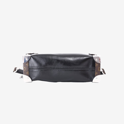 Louis Vuitton Vibe MM Side Trunk Bag in Black Calf Leather with Silver Hardware