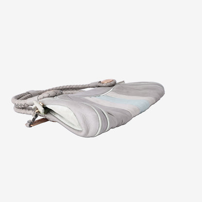 Fendi Gradient Pleated Woven Radio Bag in Grigio Multicolour Calfskin Leather with Gold Hardware