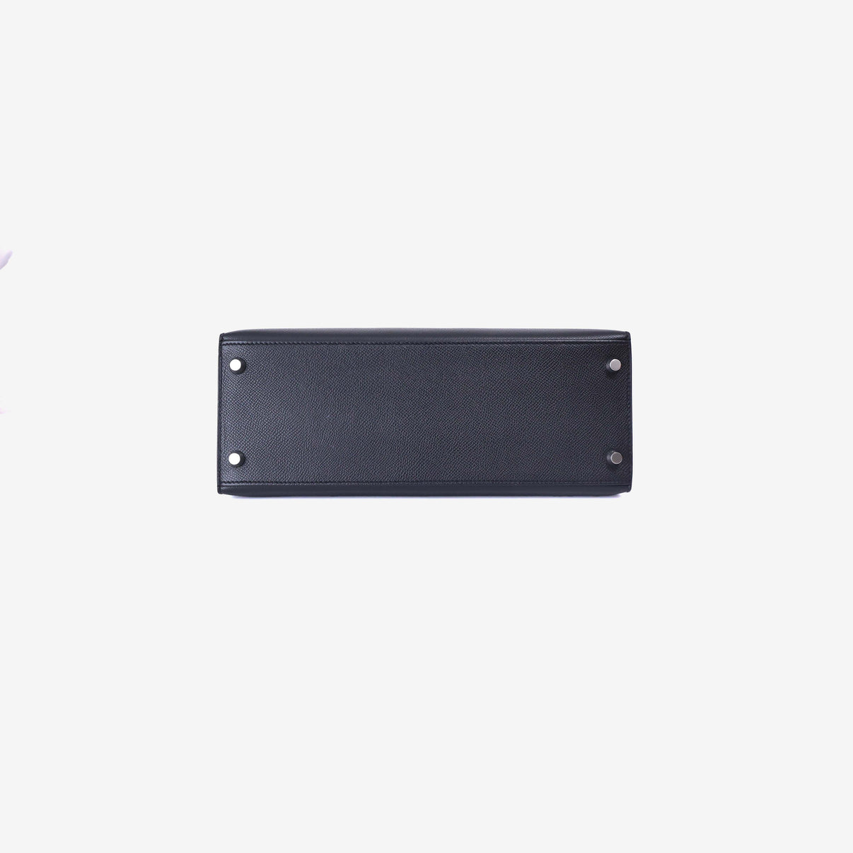 Hermès Kelly 28 in Noir Epsom Leather with Palladium Hardware bottom view