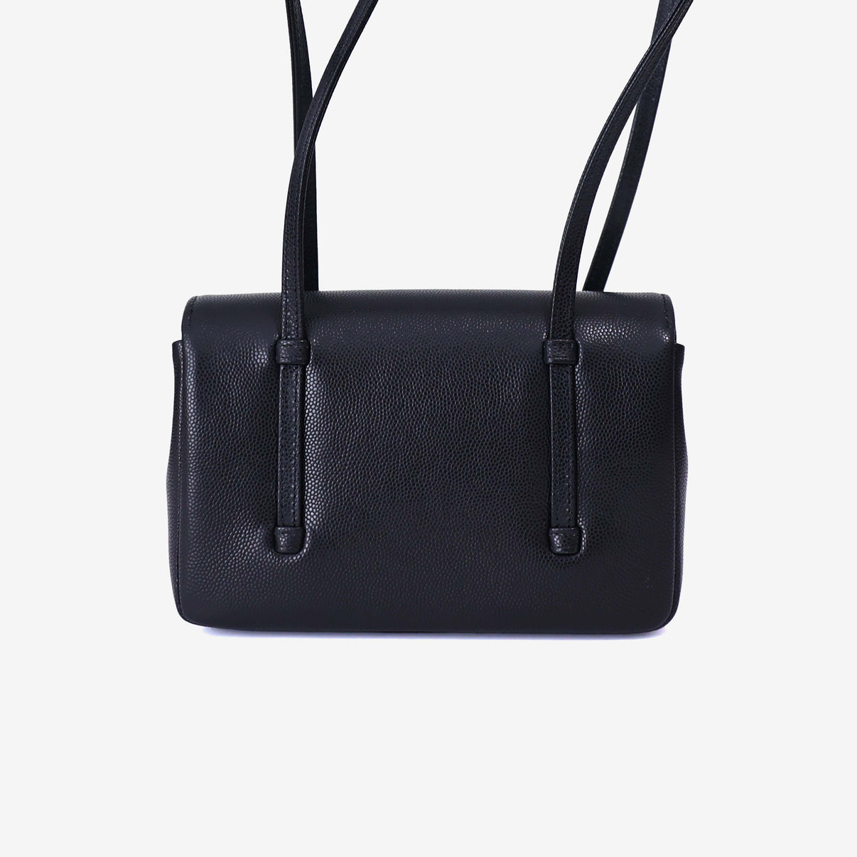 Chanel 26P Preppy Flap Mini Bag in Black Calfskin Leather with Gold Hardware back view