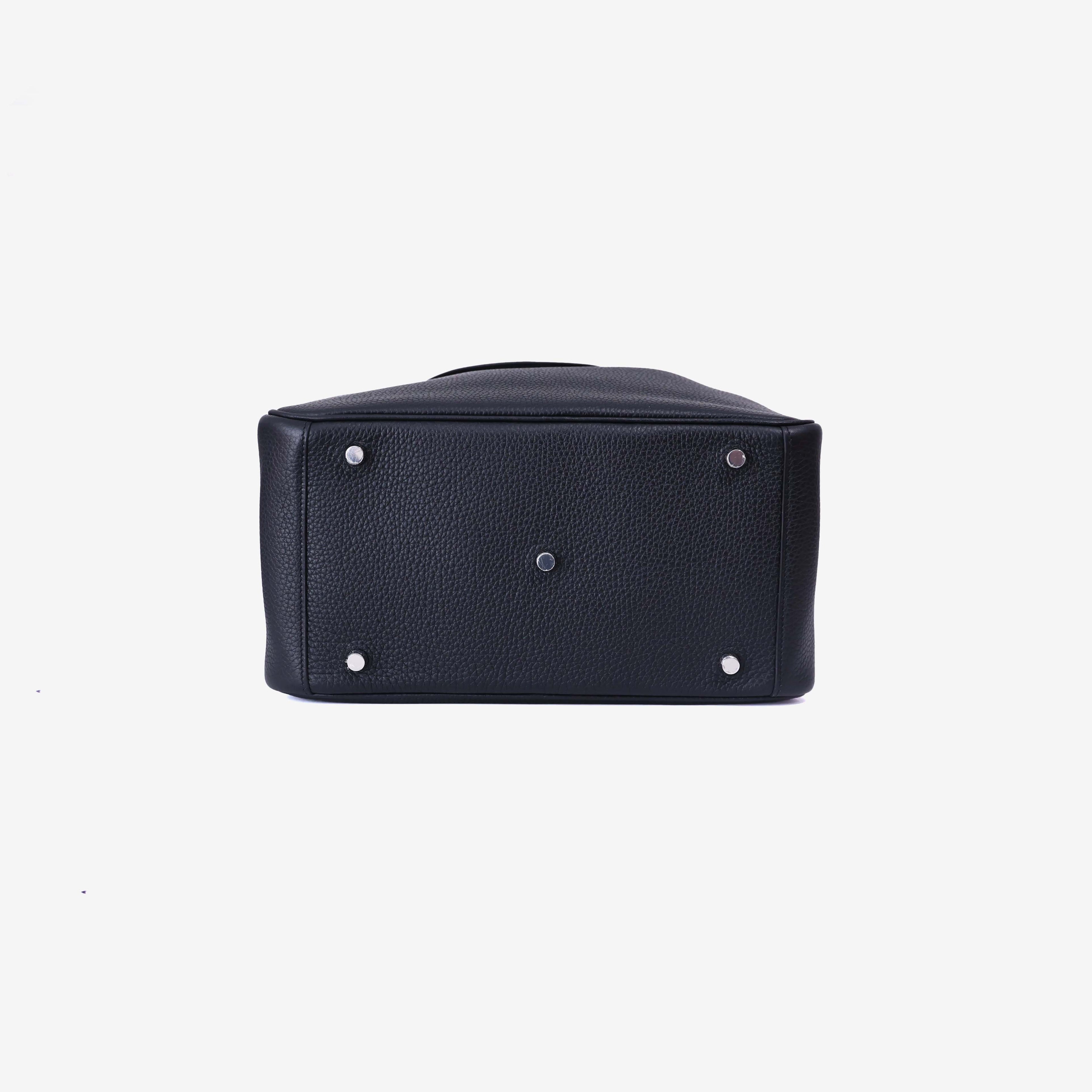 Hermès Lindy 30 in Noir Clemence Leather with Palladium Hardware bottom view