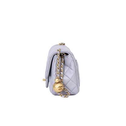 Chanel Pearl Crush Mini Square in Grey Lambskin with Gold Hardware (Contact to Enquire)