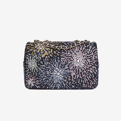 Chanel Coco Neige Evening Bag in Black/Multicolour Sequin Pearl Strass with Gold Hardware back view