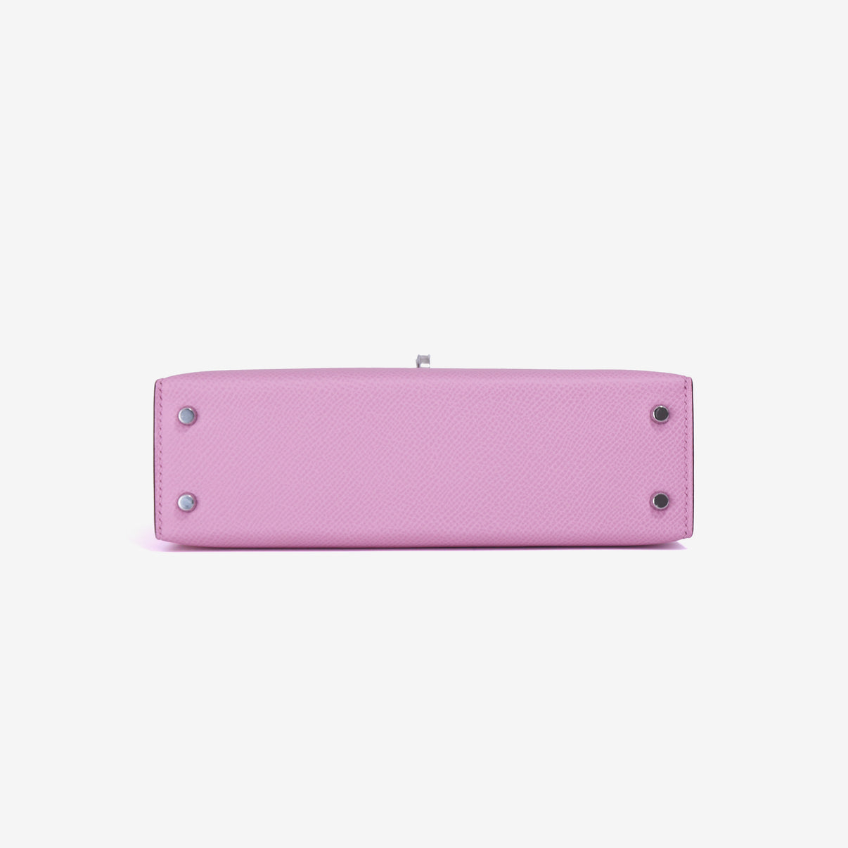 Hermès Mini Kelly 20 in Mauve Sylvestre Epsom Leather with Palladium Hardware bottom view