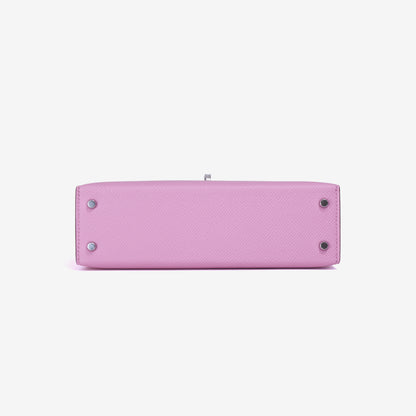 Hermès Mini Kelly 20 in Mauve Sylvestre Epsom Leather with Palladium Hardware bottom view