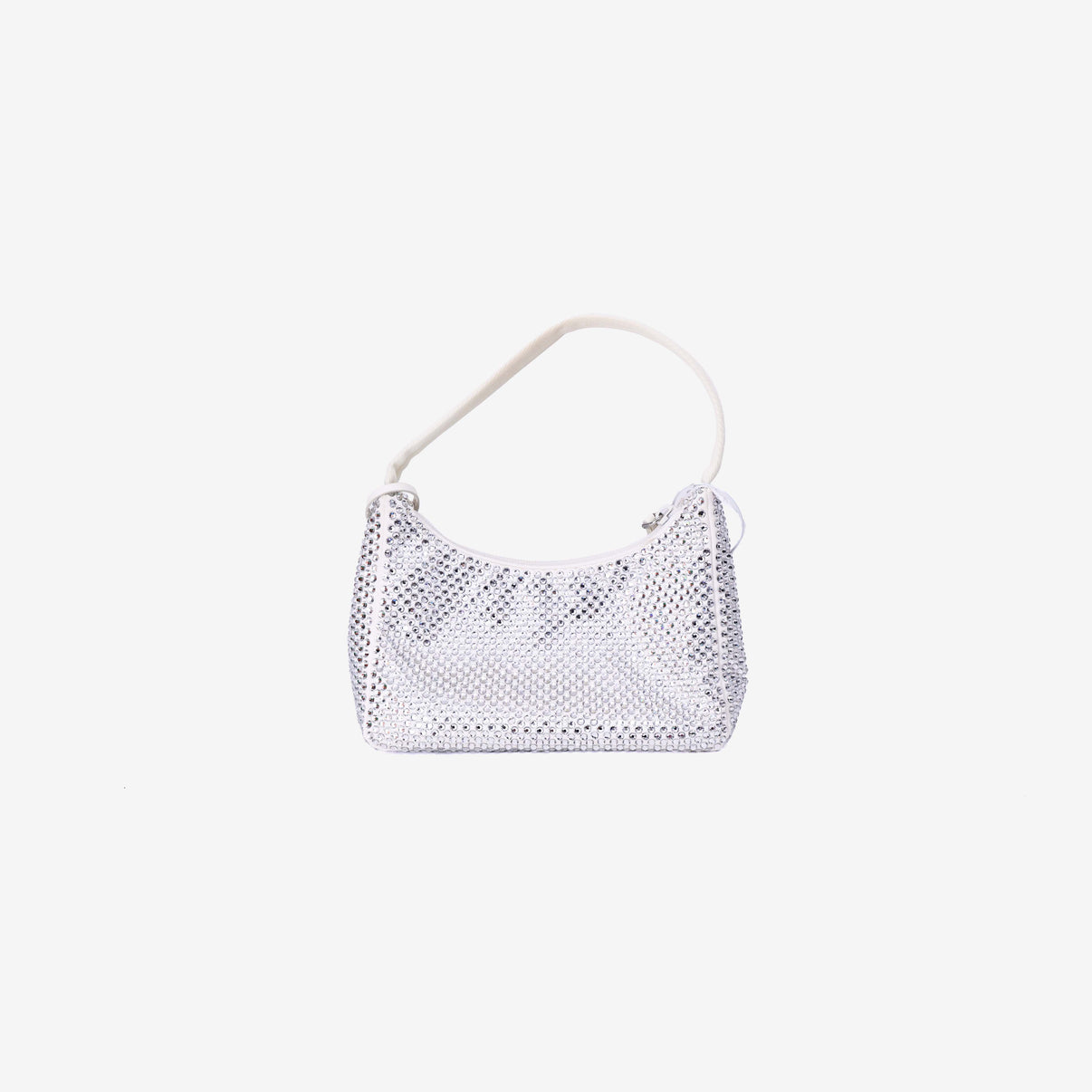 Prada Crystal Shoulder Bag in White Crystal Embellished Canvas back view