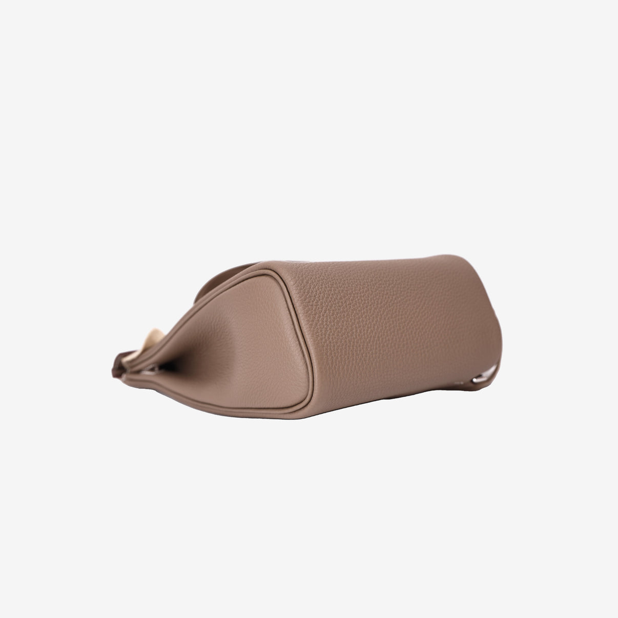 Hermès HAC à Dos PM in Etoupe Clemence Leather with Palladium Hardware bottom side view