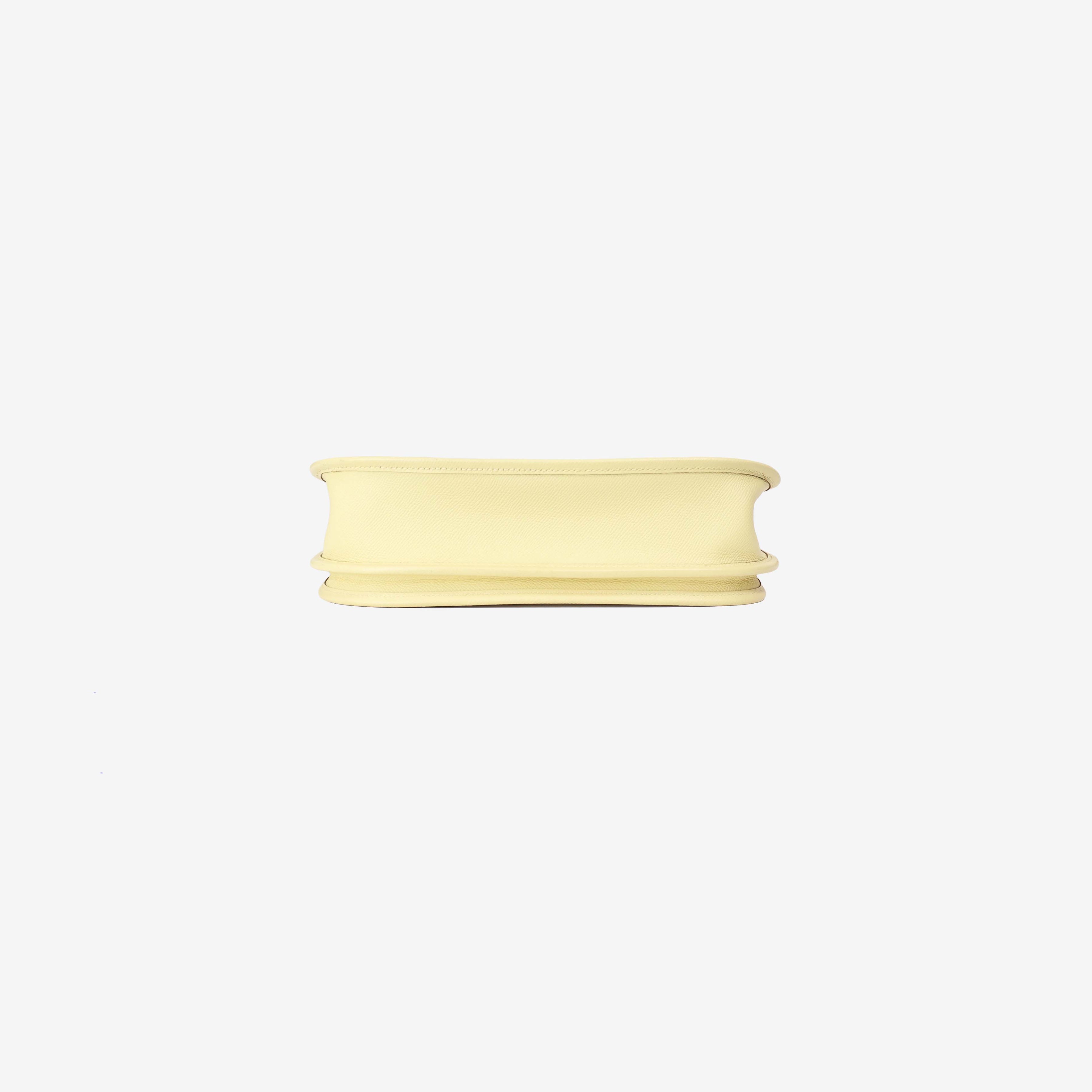 Hermès Evelyne 29 in Jaune Poussin Epsom Leather with Palladium Hardware bottom view
