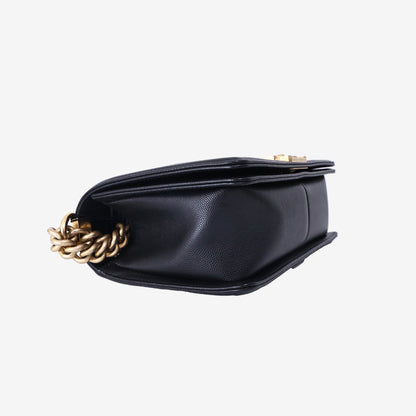 Chanel Boy Bag Medium in Black Calfskin Leather with Gold Hardware