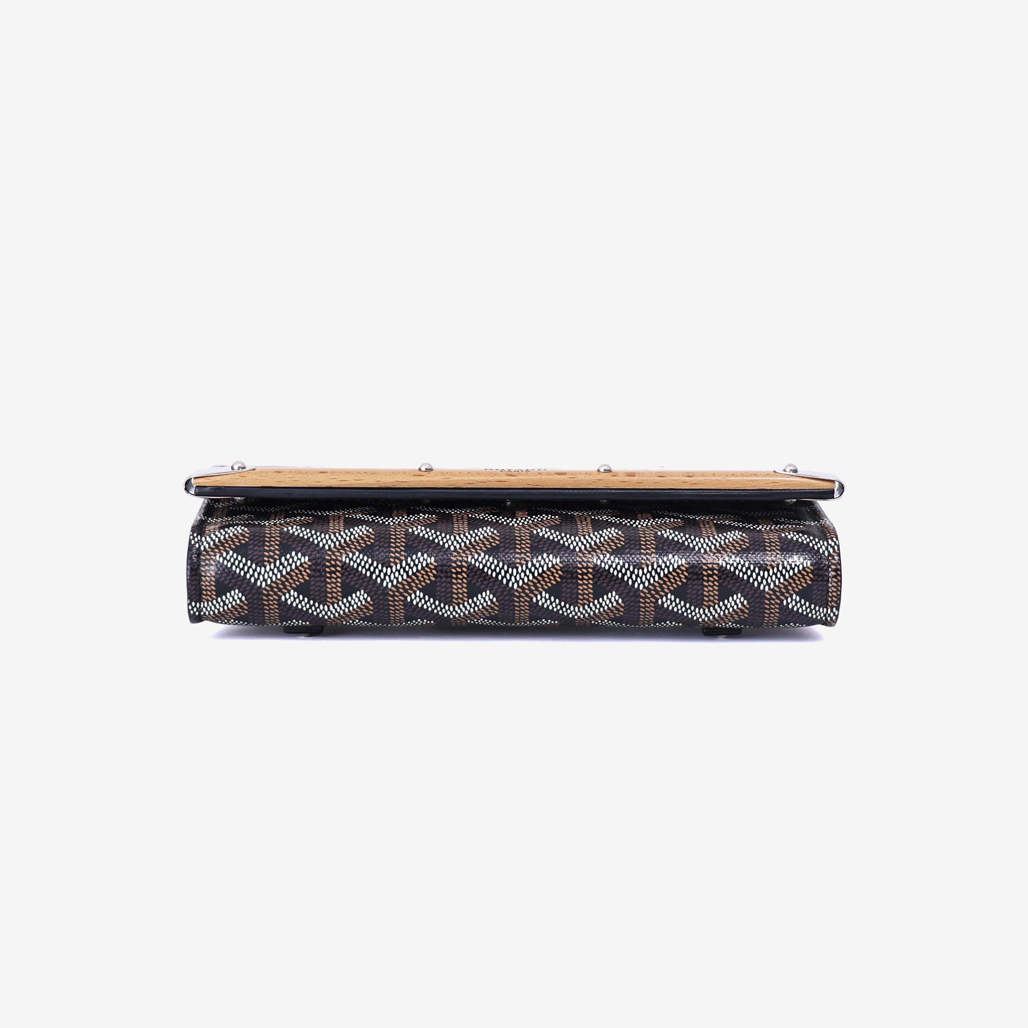 Goyard Monte Carlo PM Clutch in Black Goyardine Canvas with Leather and Wool Trim with Palladium Hardware bottom view