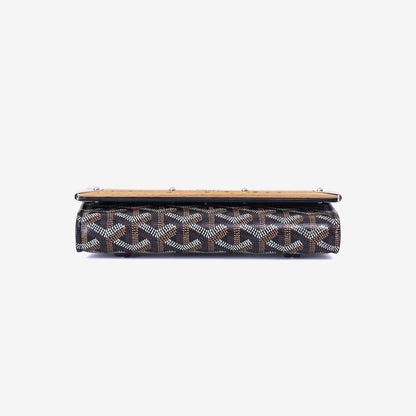 Goyard Monte Carlo PM Clutch in Black Goyardine Canvas with Leather and Wool Trim with Palladium Hardware bottom view