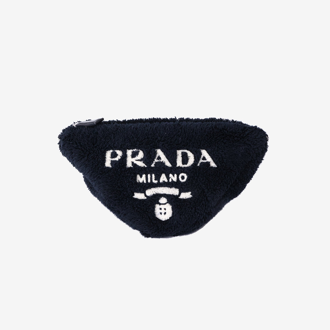Prada Terry Cloth Triangle Bag in Black with Silver Hardware
