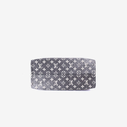 Louis Vuitton OnTheGo MM Tote Bag in Black Monogram Jacquard Denim bottom view