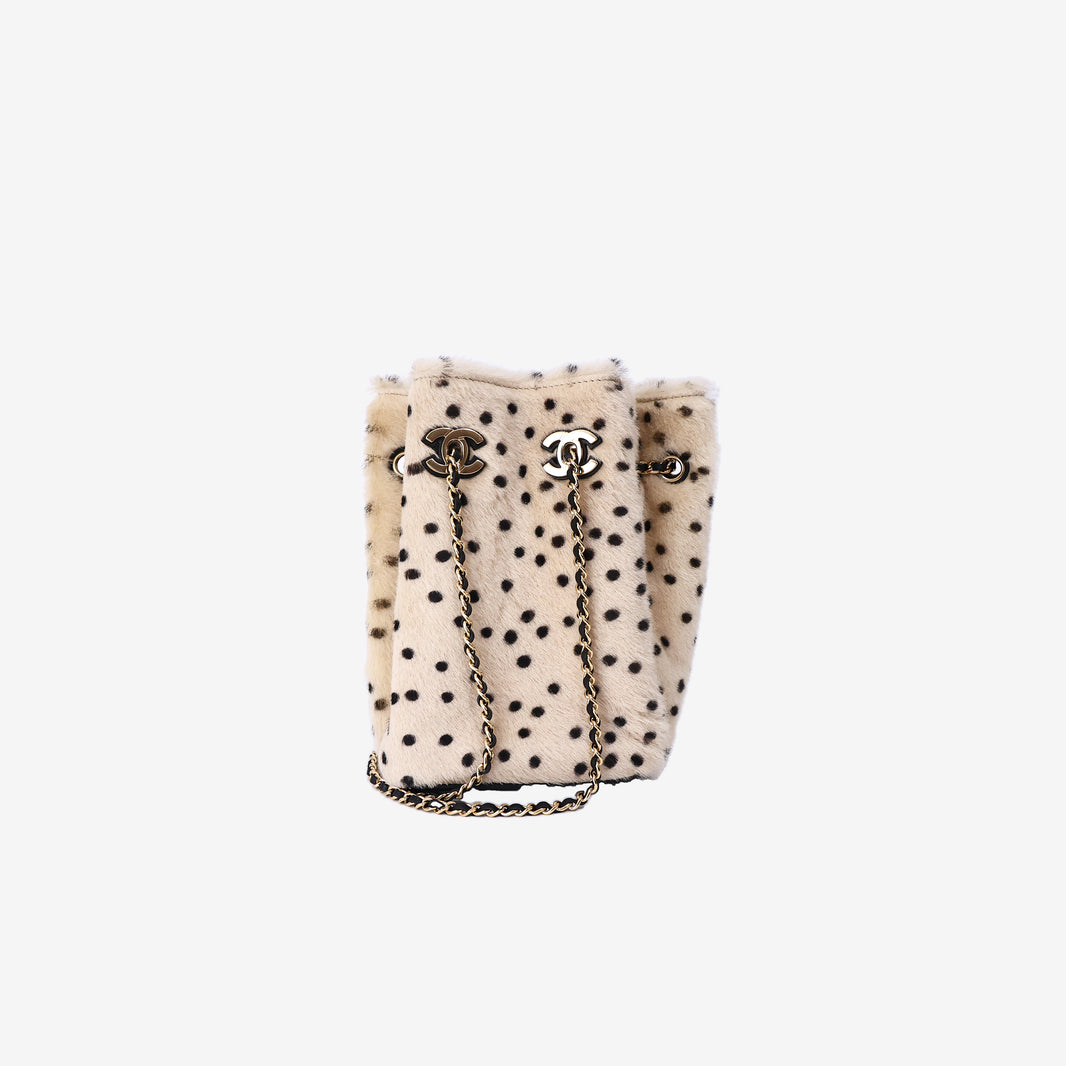 Chanel Pony Hair Cheetah Printed CC Chain Bucket Bag in Beige Pony Hair with Gold Hardware (Contact to Enquire)