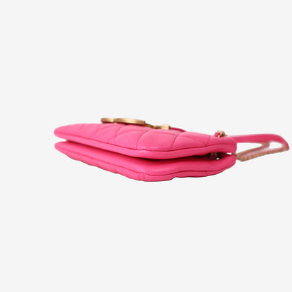 Chanel Fuchsia Baguette Bag in Pink Lambskin Leather with Gold Hardware