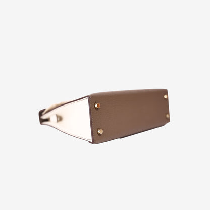 Hermès Mini Kelly 20 in Etoupe Chèvre Leather with Gold Hardware
