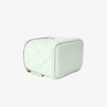 Chanel Mini Square Vanity Case in Light Green Lambskin with Gold Hardware