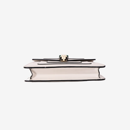 Bvlgari Serpenti Forever Shoulder Bag in White Agate Calfskin Leather