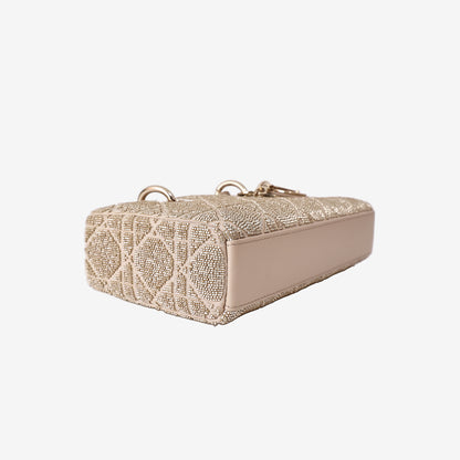 Dior D-Joy Bag in Beige Raffia with Cannage Motif and Gold Hardware