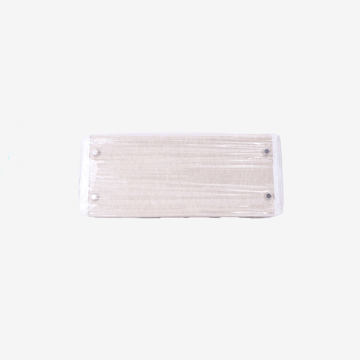 Hermès Kelly 28 in Blanc Canvas with Leather Trim with Palladium Hardware bottom view