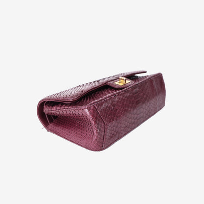 Chanel 2.55 Bag in Burgundy Python Leather with Gold Hardware