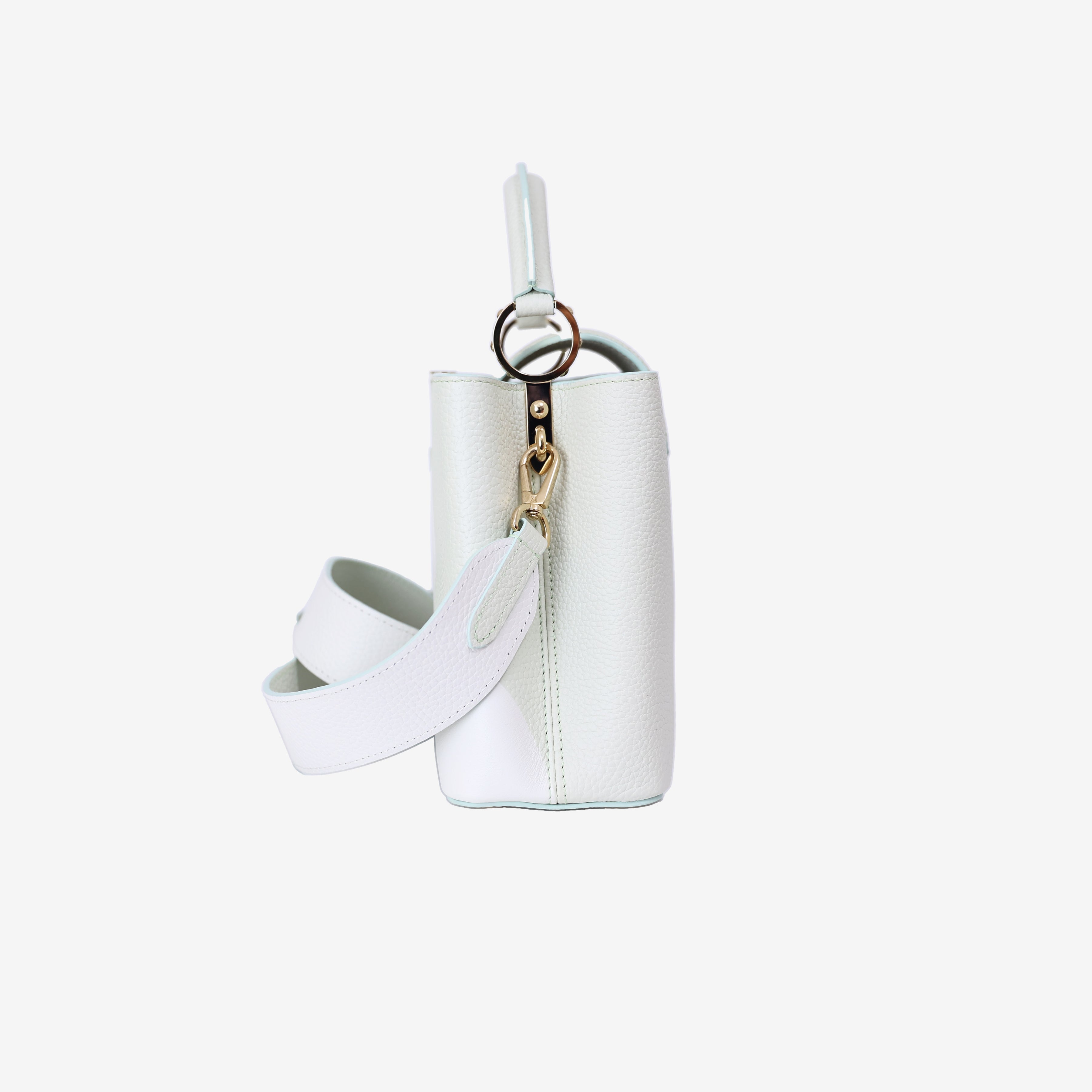 Louis Vuitton Capucines BB in Light Green Taurillon Leather with Gold Hardware side  view