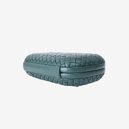 Bottega Veneta Knot Minaudière Clutch Bag in Emerald Green Lambskin Leather with Gold Hardware