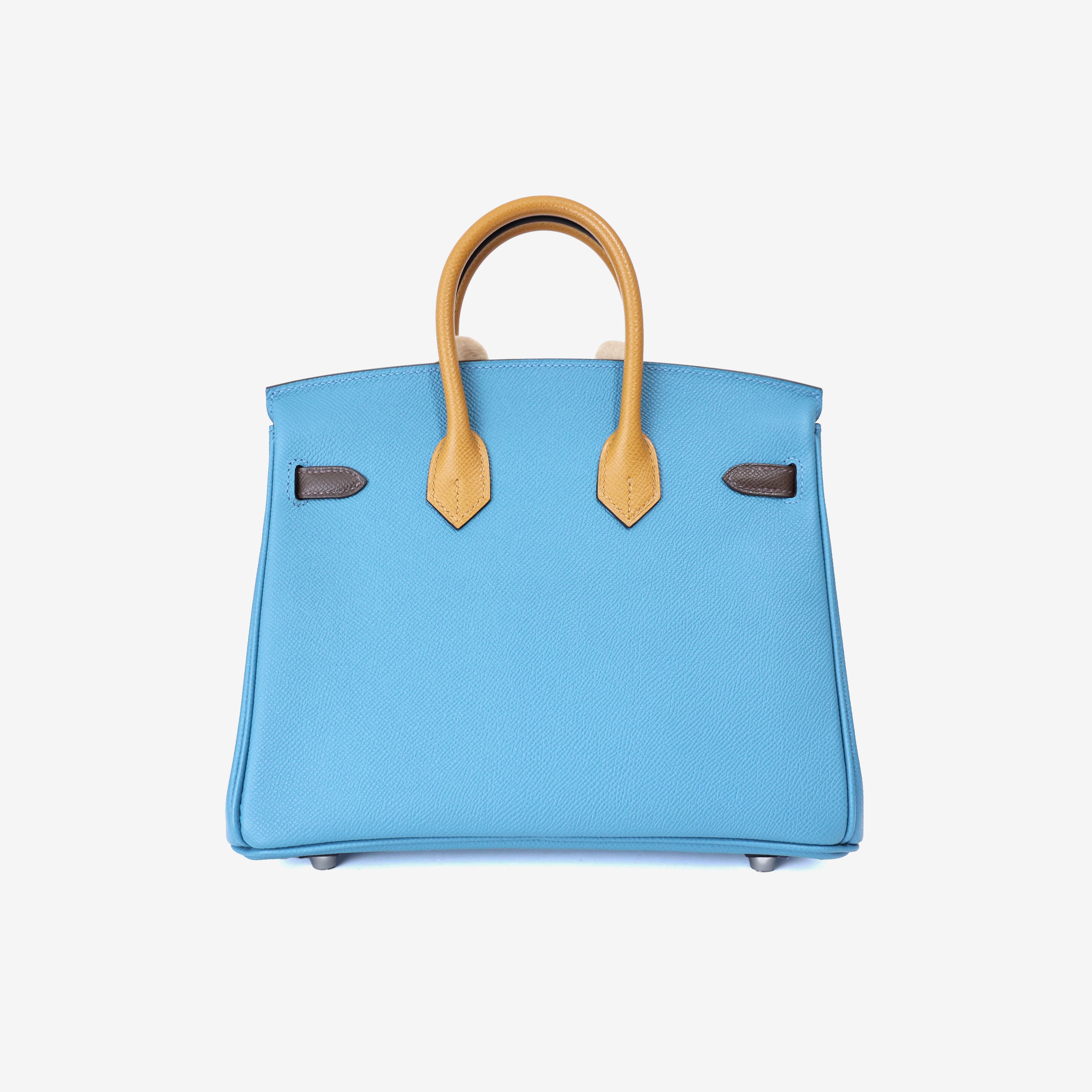 Hermès Birkin 25 in Bleu Jean/Ecorce/Sesame Epsom Leather with Palladium Hardware back view