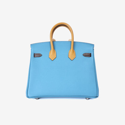 Hermès Birkin 25 in Bleu Jean/Ecorce/Sesame Epsom Leather with Palladium Hardware back view