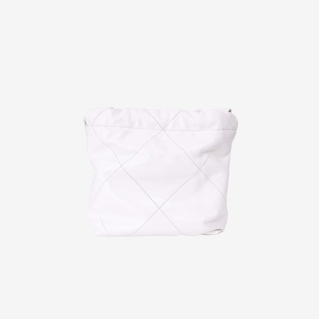 Chanel 22 Mini Bag in White Lambskin Leather with Silver Hardware back view