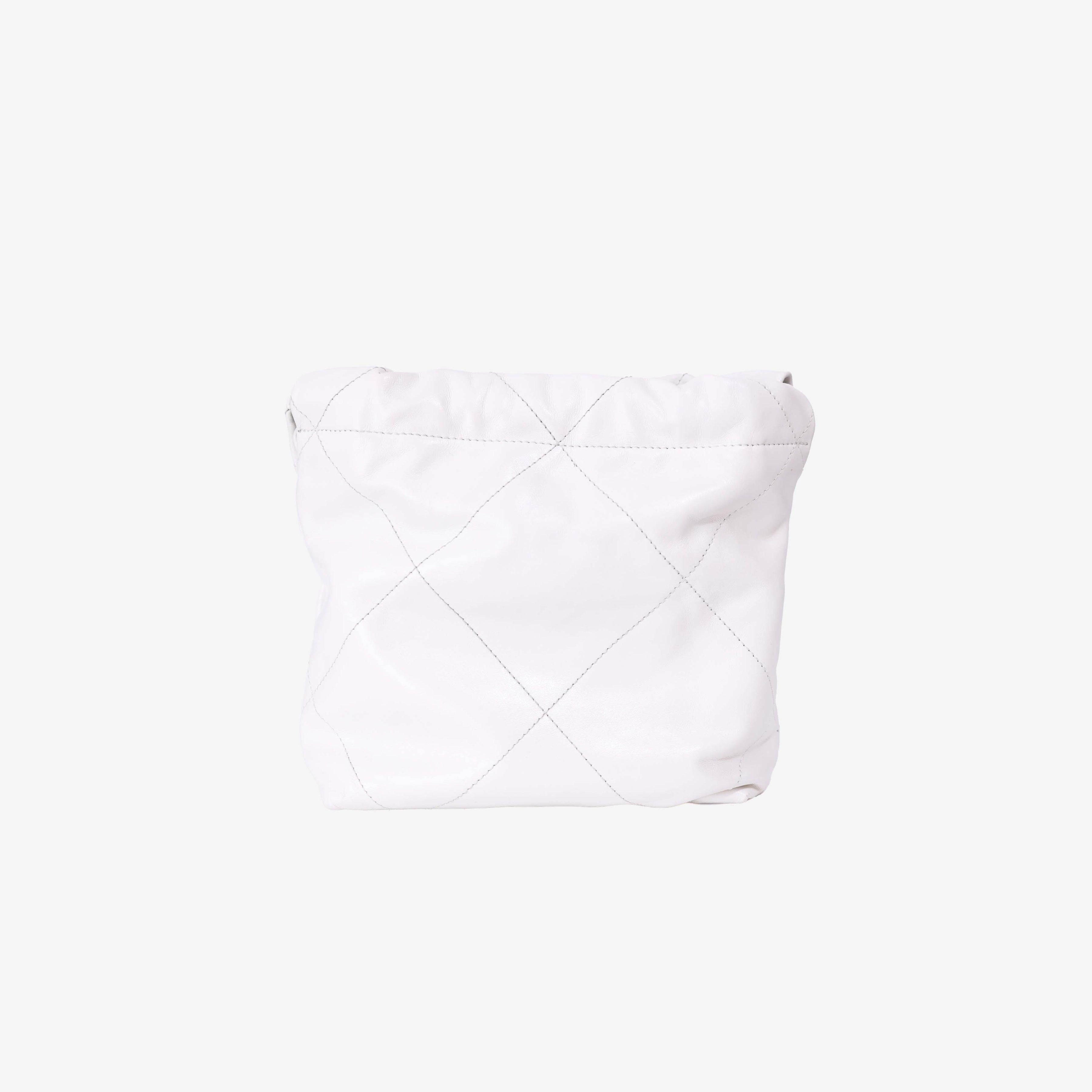 Chanel 22 Mini Bag in White Lambskin Leather with Silver Hardware back view