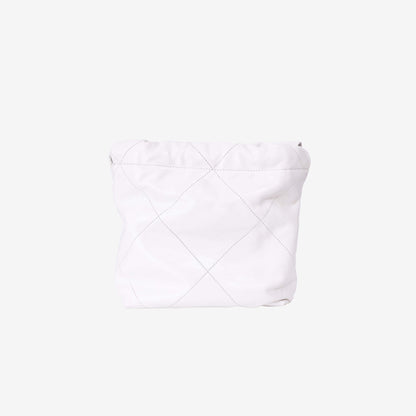 Chanel 22 Mini Bag in White Lambskin Leather with Silver Hardware back view