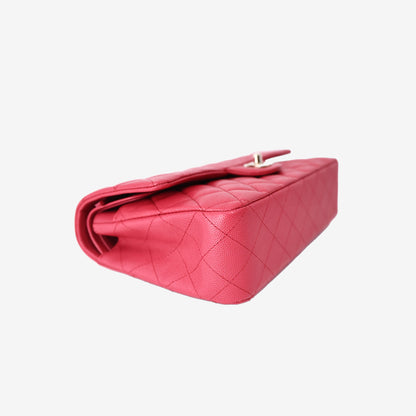 Chanel Medium Classic Double Flap Bag in Pink Caviar Leather with Gold Hardware