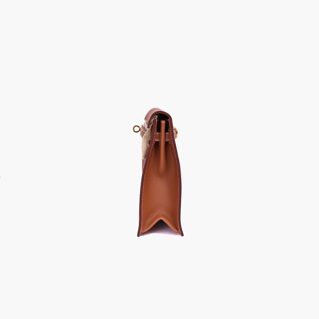 Hermès Kelly Danse in Gold Evercolor Leather with Gold Hardware side view