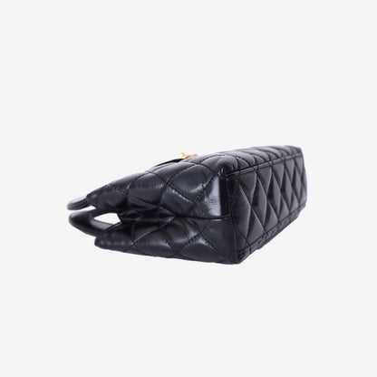 Chanel Small Kelly Shopper in Black Aged Calfskin with Brushed Gold Hardware