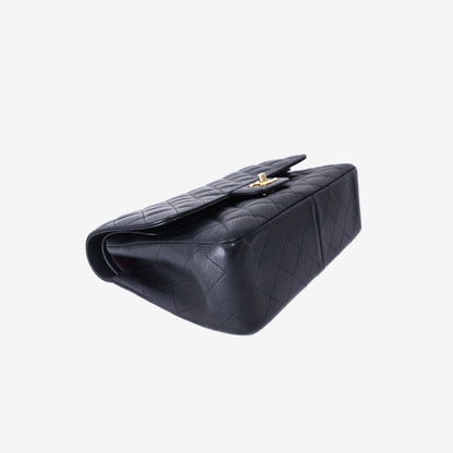 Chanel Large Classic Double Flap Bag in Black Lambskin Leather with Gold Hardware