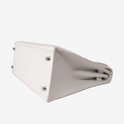 Hermès Kelly 28 in White Epsom Leather with Palladium-Plated Hardware