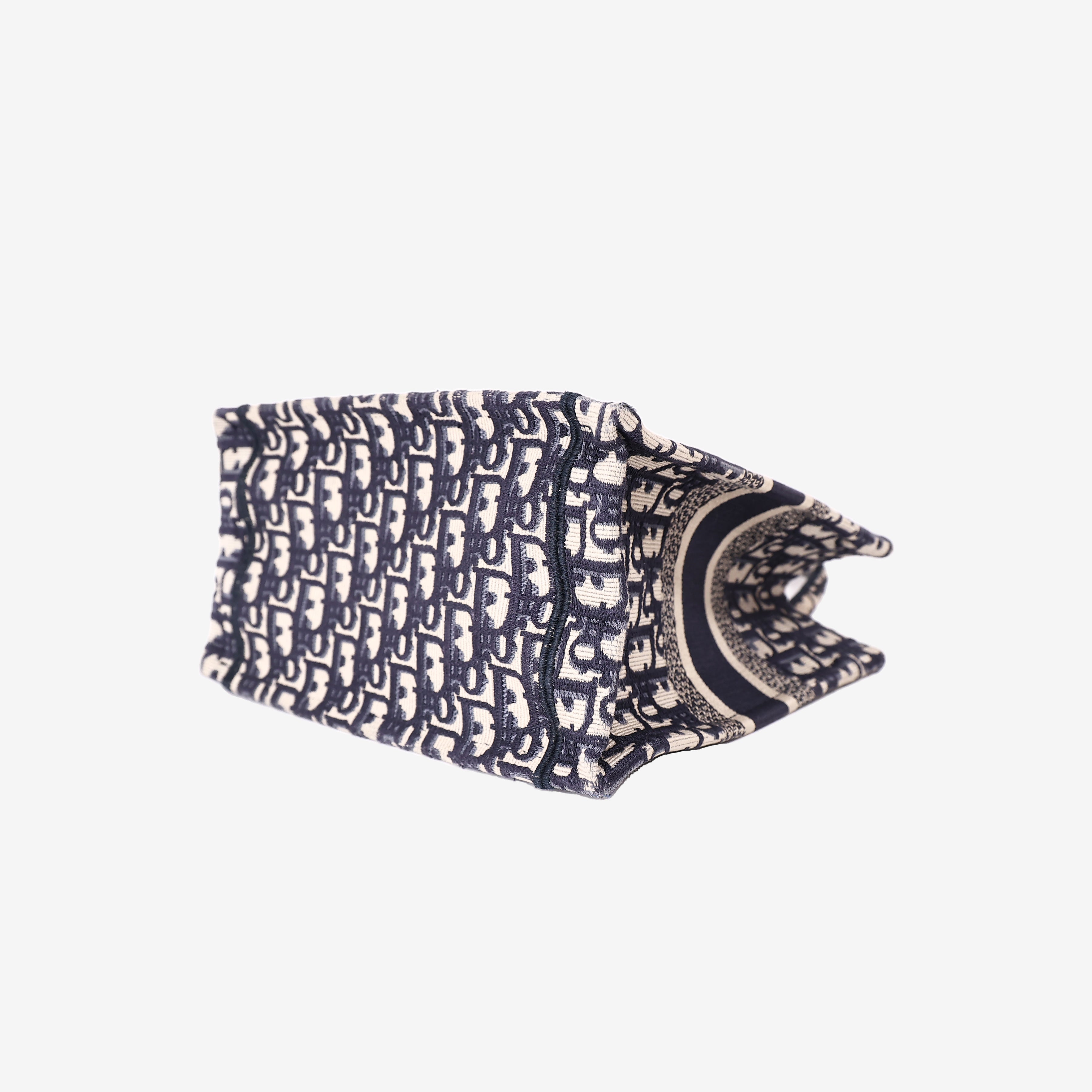 Dior Book Tote Small in Blue Oblique Canvas bottom side view