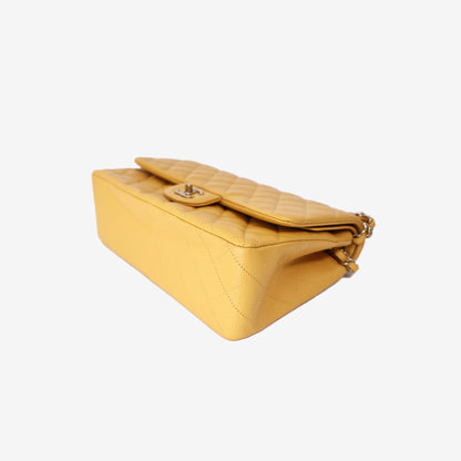 Chanel Jumbo Classic Double Flap Bag in Yellow Caviar Leather with Gold Hardware
