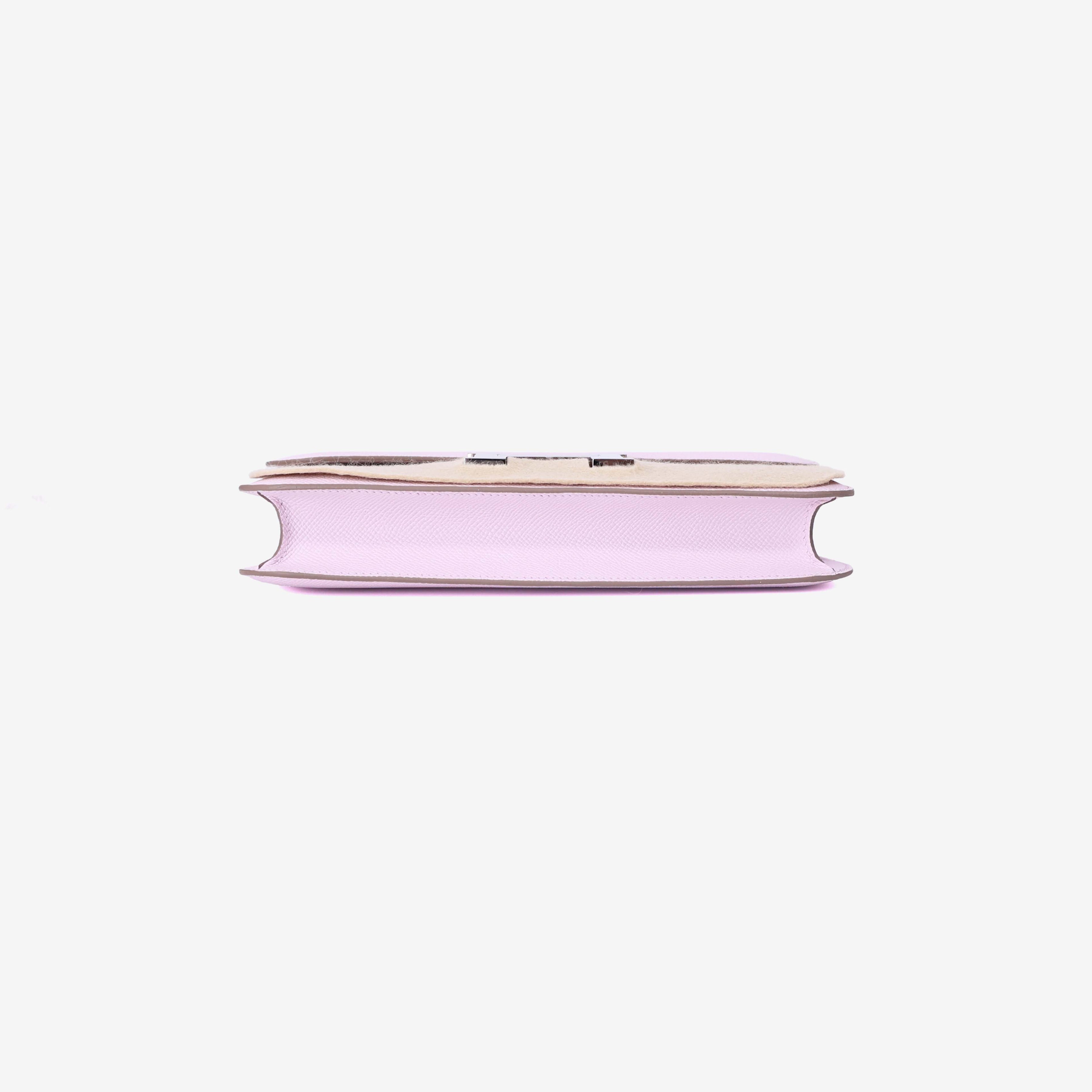 Hermès Constance Elan in Mauve Pale Epsom Leather with Palladium Hardware bottom view