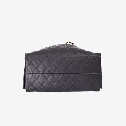 Chanel 25 Medium Hobo Bag in Black Caviar Leather with Gold Hardware