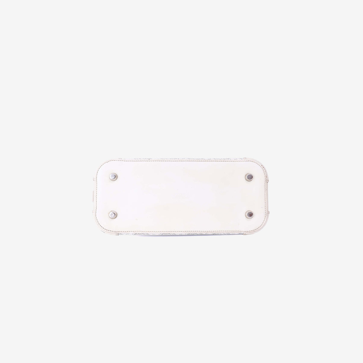 Goyard Mini Vendôme Handbag in White Goyardine Canvas bottom view